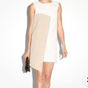 Milly cream and beige color block shift dress size 6